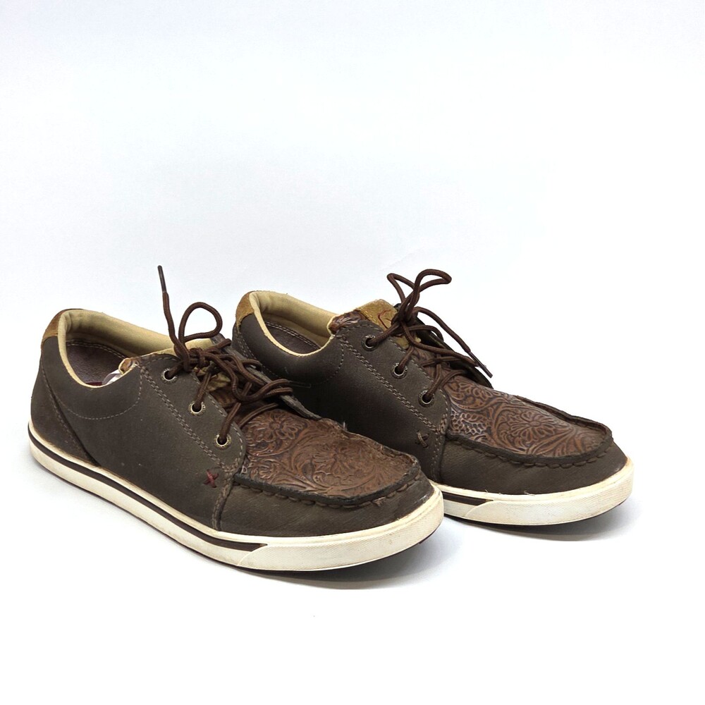 Twisted X Womens Kicks Cocoa Tooled Leather  Size 9.5 WCA0065